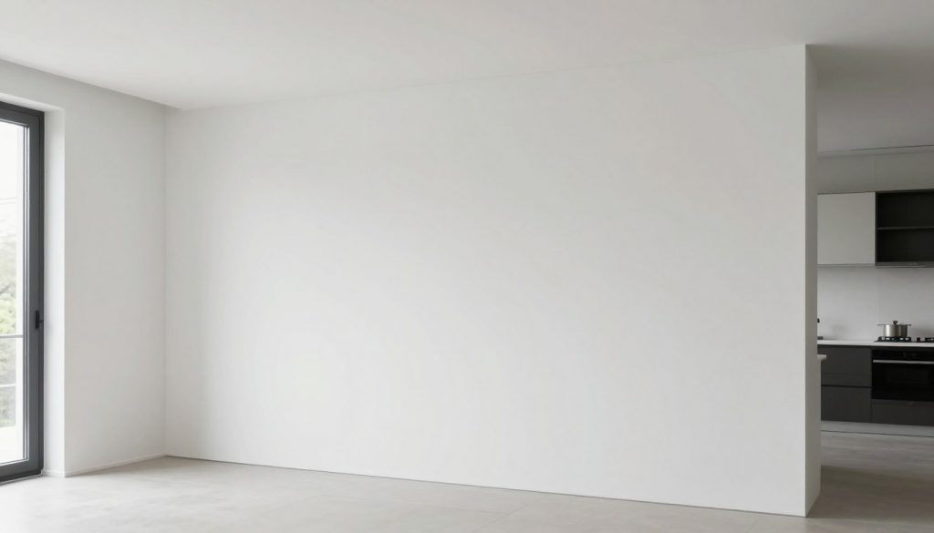 Moderner Innenausbau mit Trockenbau in Wohnraum, fertig verspachtelte Wände Moderner Innenausbau mit Trockenbau in Wohnraum, fertig verspachtelte Wände