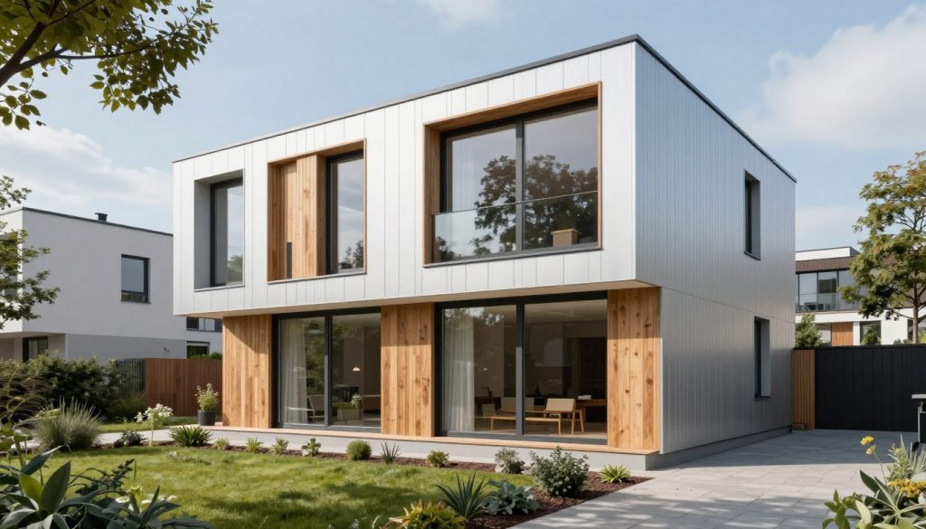 Modernes Hamburger Wohnhaus mit großen bodentiefen Holz-Alu-Fenstern