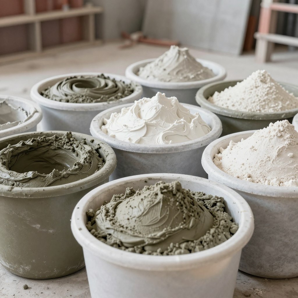 Mörtel in verschiedenen Mischungen für Mauerwerk