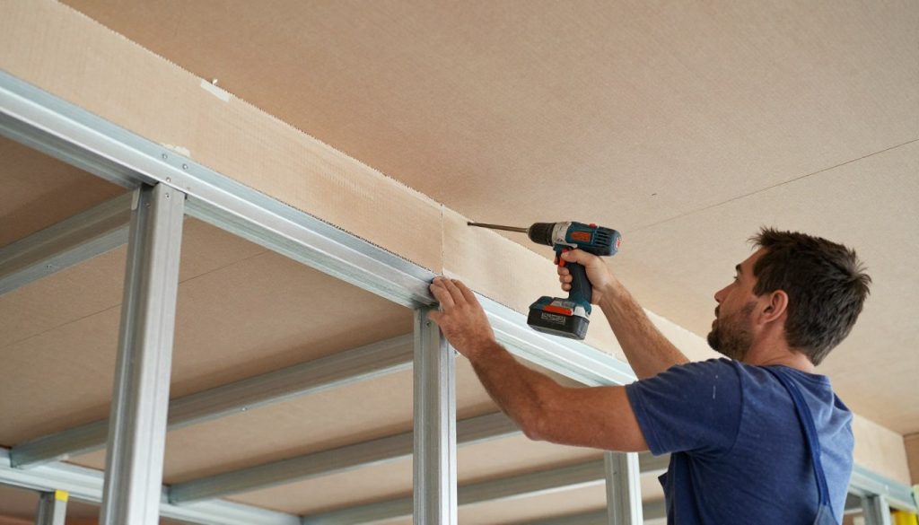 Montage von Gipskartonplatten auf Ständerwerk