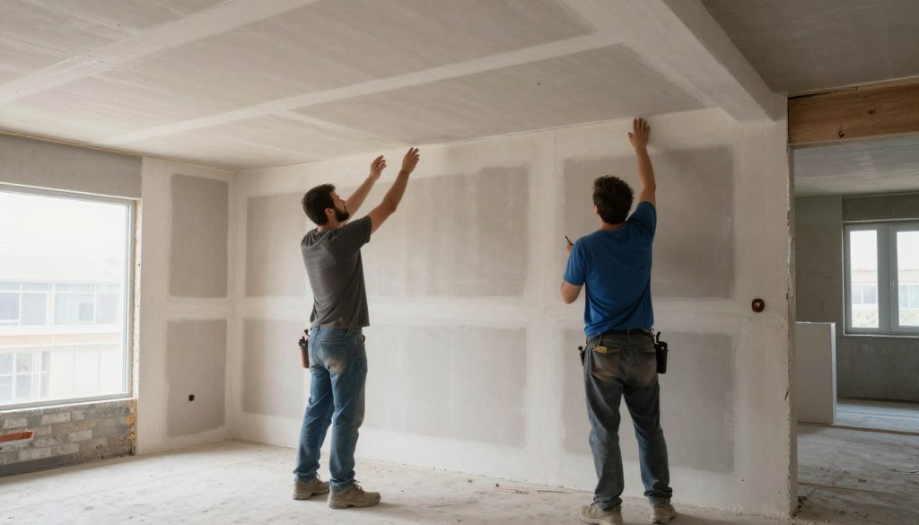 Montage von Gipskartonplatten im Trockenbau