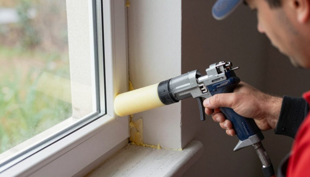 Montageschaum im Fensterfugenbereich Montageschaum im Fensterfugenbereich