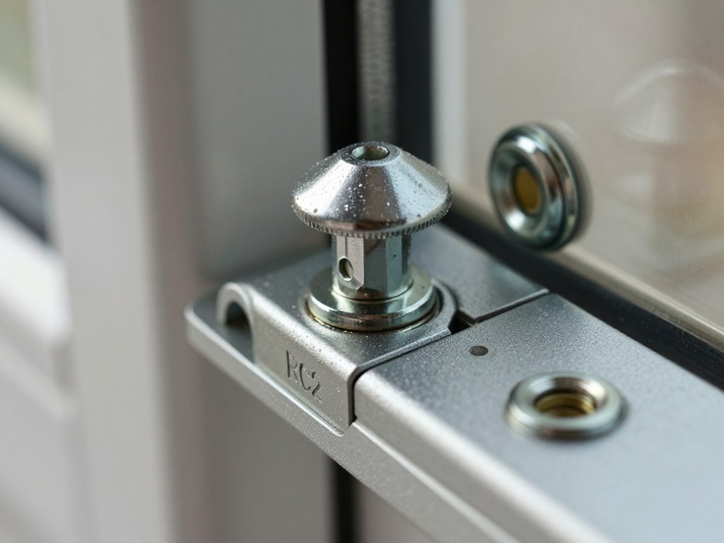 Nahaufnahme Pilzkopfverriegelung Fensterbeschlag Einbruchschutz