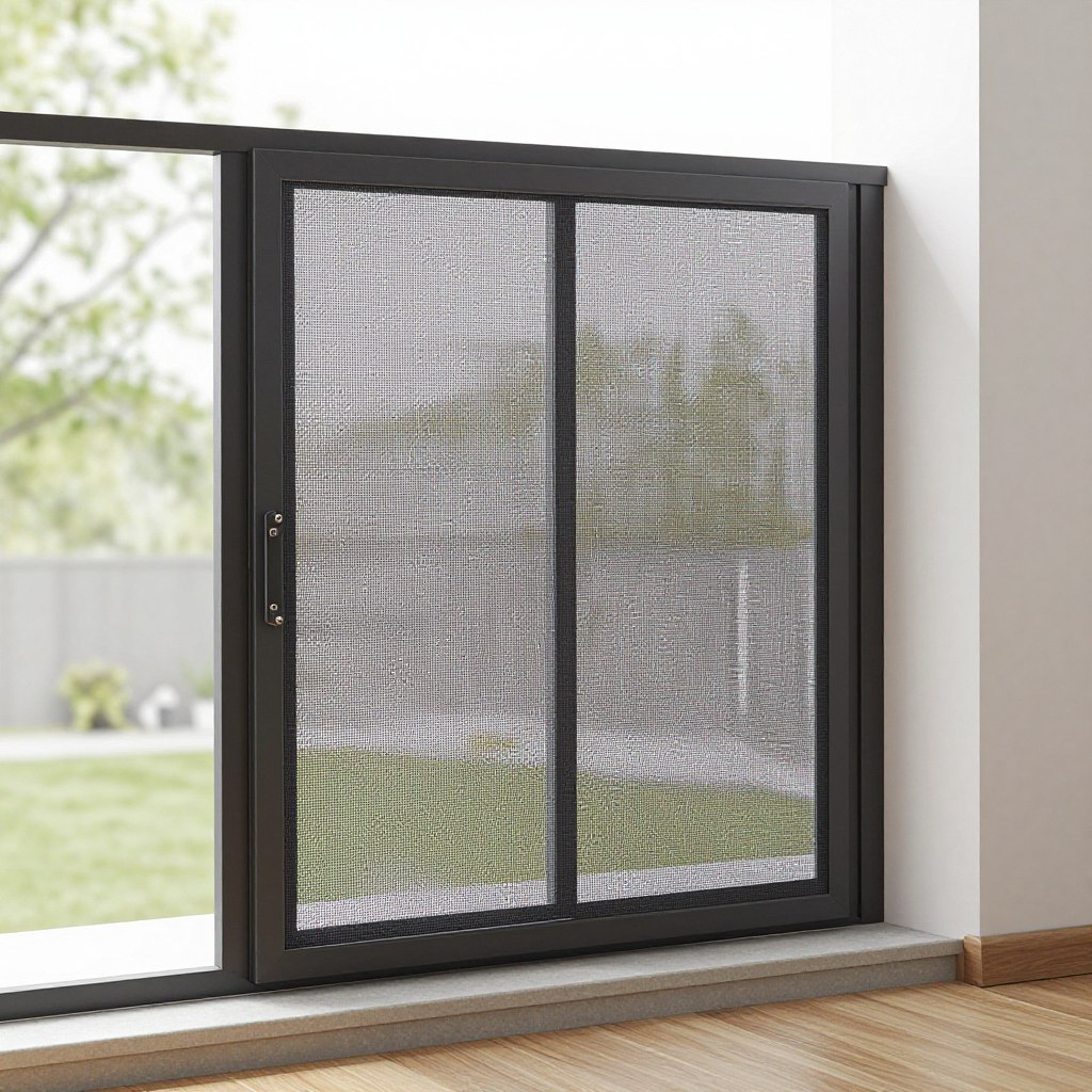 Plissee Insektenschutz an Balkontür zusammengefaltet platzsparend