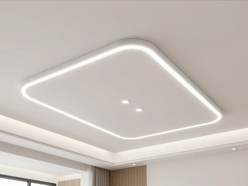 Professionell montierte abgehängte Decke mit integrierten LED-Leuchten Professionell montierte abgehängte Decke mit integrierten LED-Leuchten