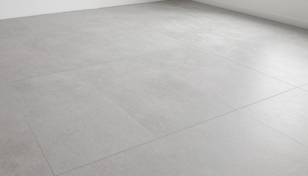 Professionell verlegte großformatige Bodenfliesen mit gleichmäßigen Fugen