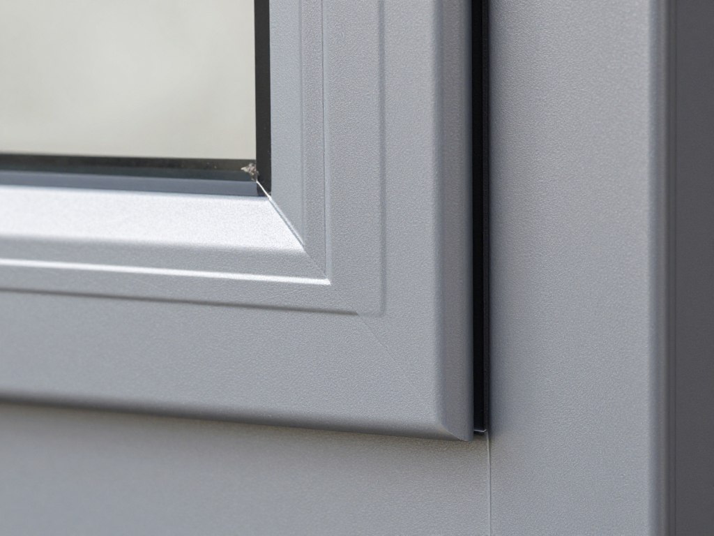 Pulverbeschichtete Aluminiumoberfläche in Detailansicht Pulverbeschichtete Aluminiumoberfläche in Detailansicht