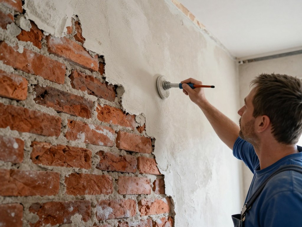 Sanierputz wird auf feuchtes Mauerwerk Altbau Bremerhaven aufgetragen Sanierputz wird auf feuchtes Mauerwerk Altbau Bremerhaven aufgetragen