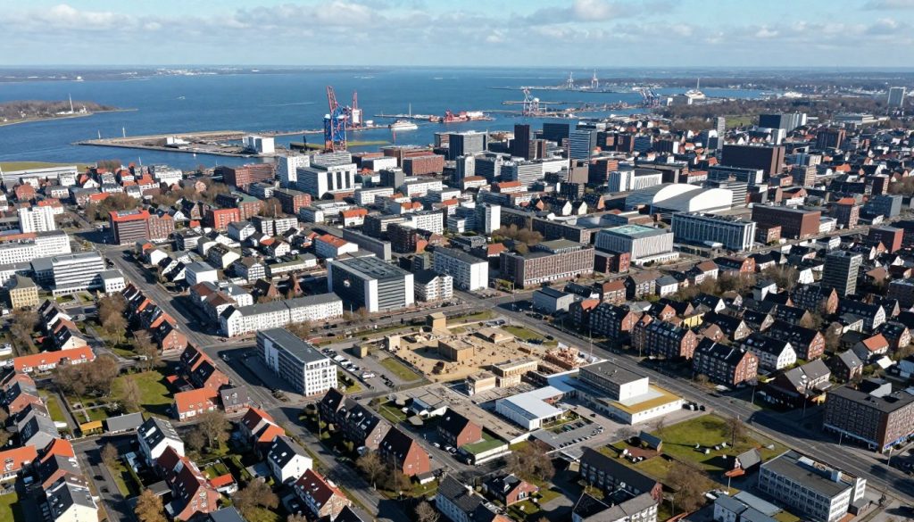 Stadtansicht Bremerhaven mit Baugebieten und Wohnvierteln