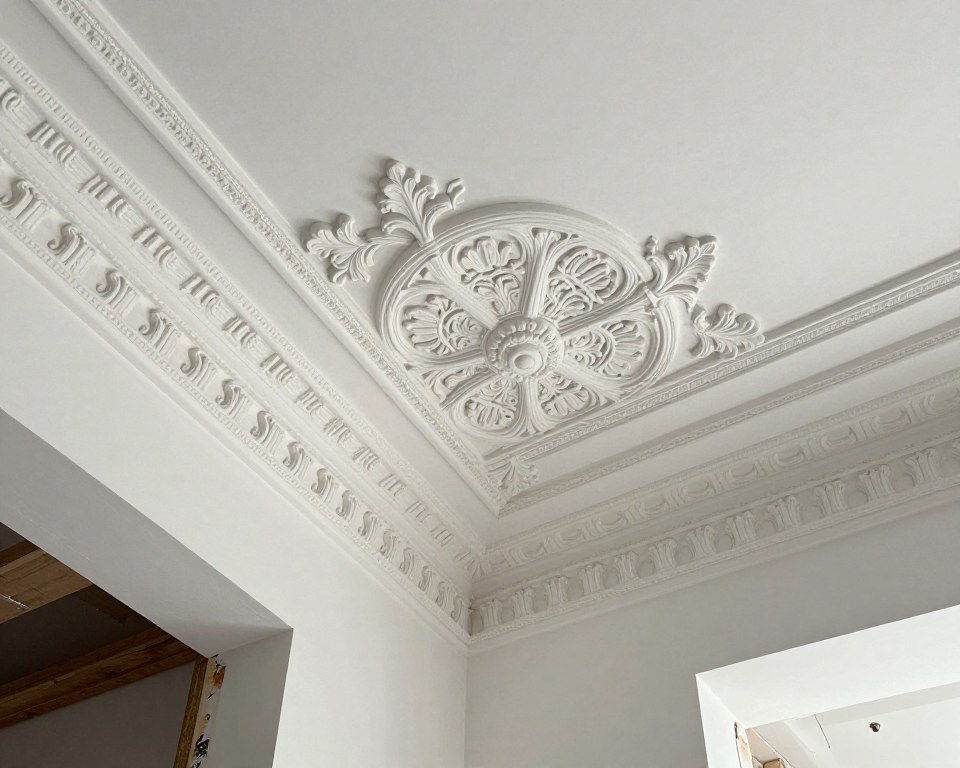 Stuck Ornament Detail an Altbau Decke