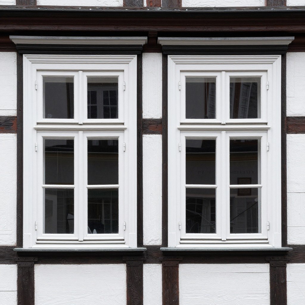 Traditionelles Sprossenfenster in Altbaufassade