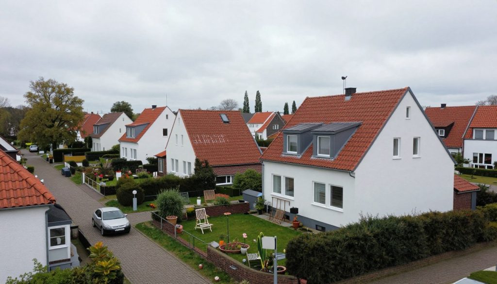 Typisches Wohngebiet in Achim mit Einfamilienhäusern aus den 70er Jahren