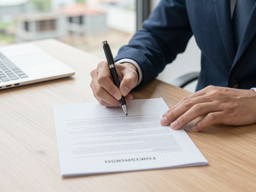 Unterzeichnung eines Handwerker-Vertrags mit Gewährleistungsklauseln