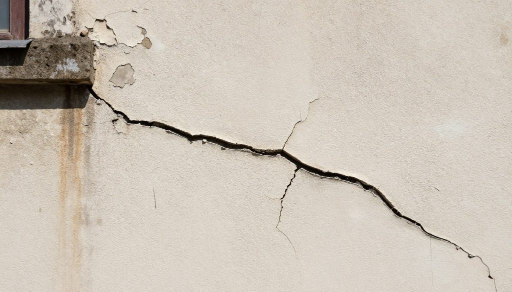Verputzer Hamburg: Nahaufnahme von Fassadenputz mit Rissen und Feuchtigkeitsschäden Verputzer Hamburg: Nahaufnahme von Fassadenputz mit Rissen und Feuchtigkeitsschäden