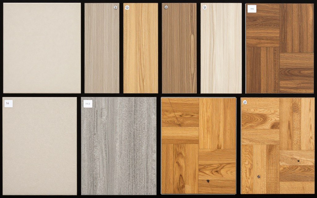 Verschiedene Fliesenmuster und Bodenbeläge nebeneinander zur Auswahl