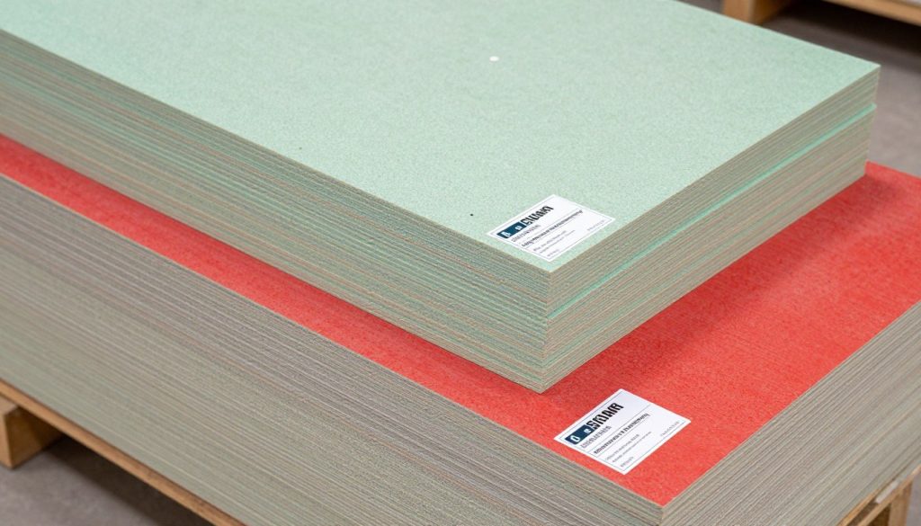 Verschiedene Gipskartonplatten und Bauplatten für Trockenbau