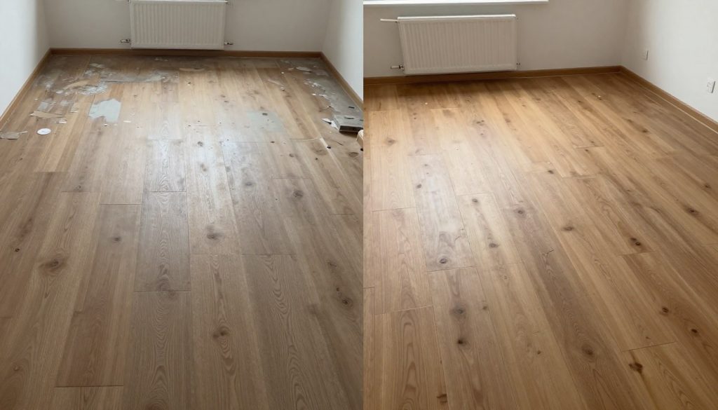 Vorher-Nachher Vergleich einer Bodenrenovierung in Bremervörde