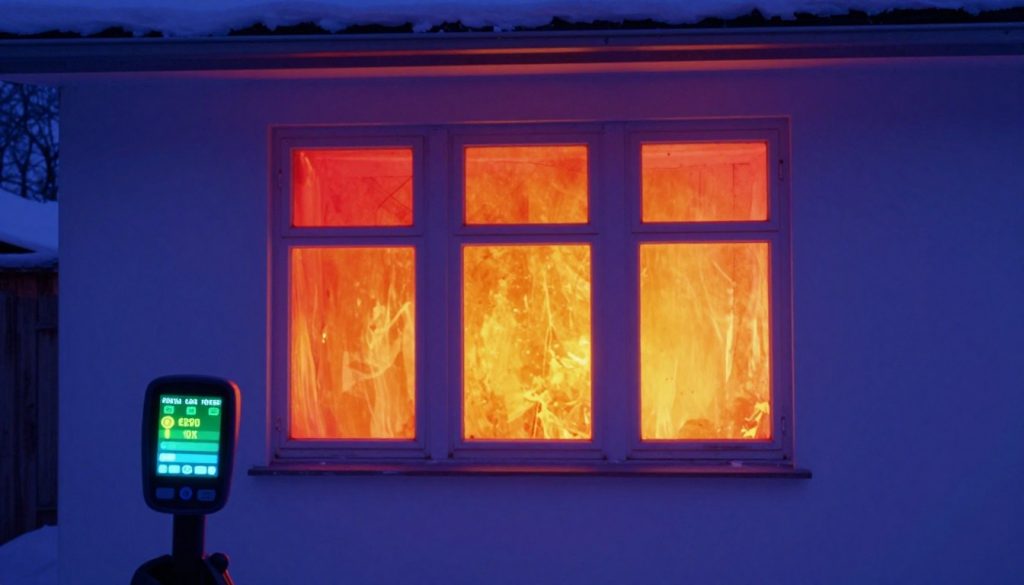 Wärmebild: Wärmeverlust durch alte Fenster Wärmebild: Wärmeverlust durch alte Fenster