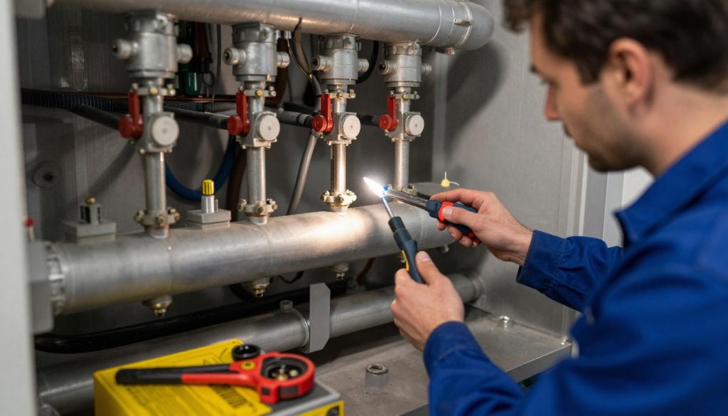 Wärmepumpen Montage Bremervörde Techniker bei hydraulischem Abgleich