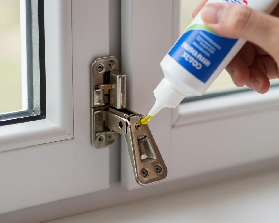 Wartung von Fensterbeschlägen mit Schmiermittel