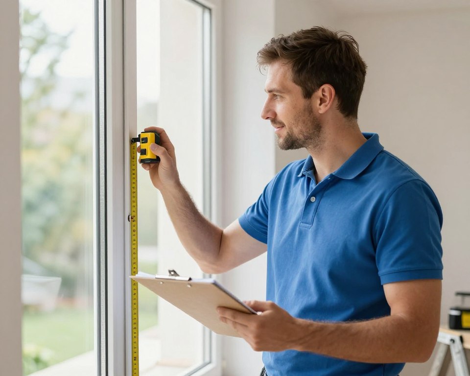Werklotse Berater misst Fensteröffnung mit Lasermessgerät Altbau Syke