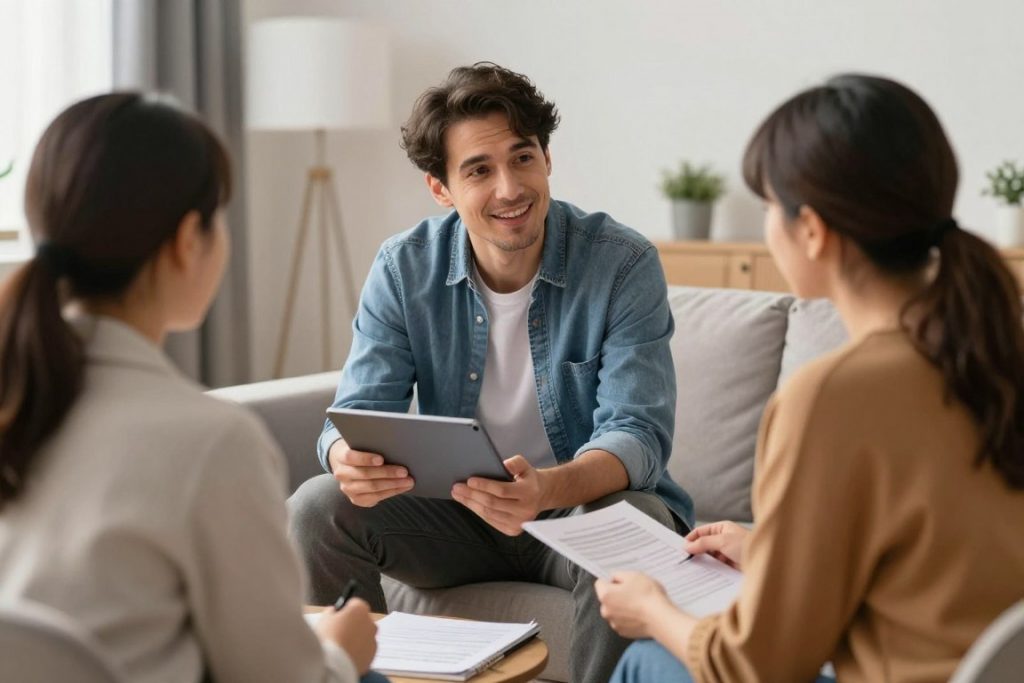 Werklotse beantwortet Fragen von Kunden zu Trockenbau Projekten