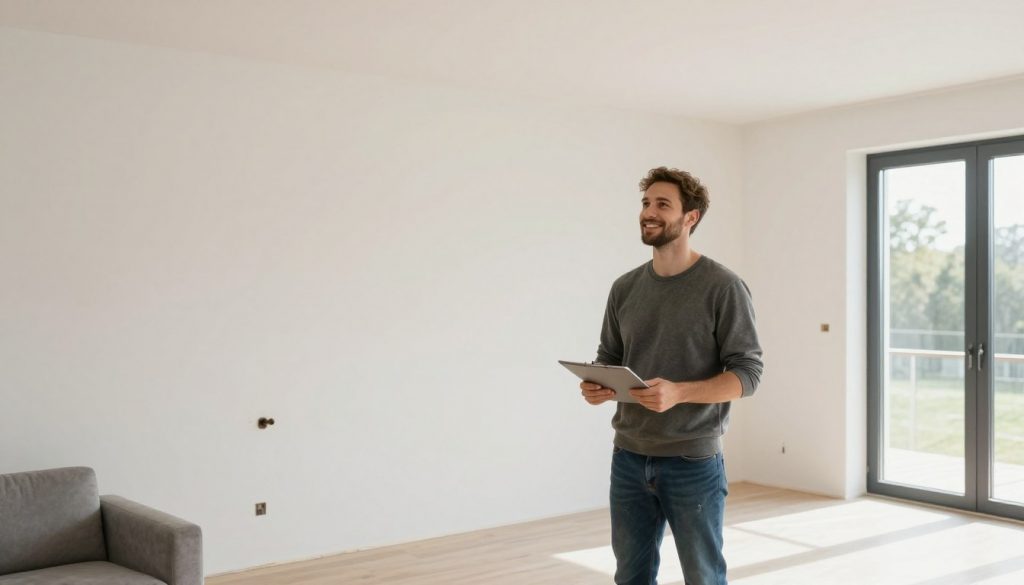 Zufriedener Hausbesitzer in modernisiertem Wohnraum nach Trockenbau-Arbeiten in Rotenburg