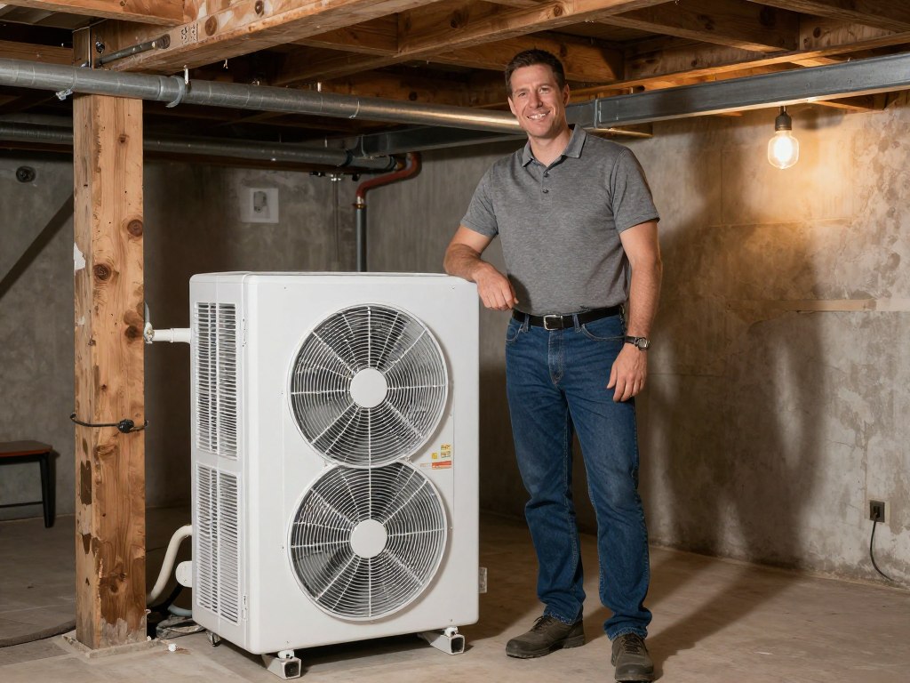 Zufriedener Hausbesitzer mit neuem Heizsystem